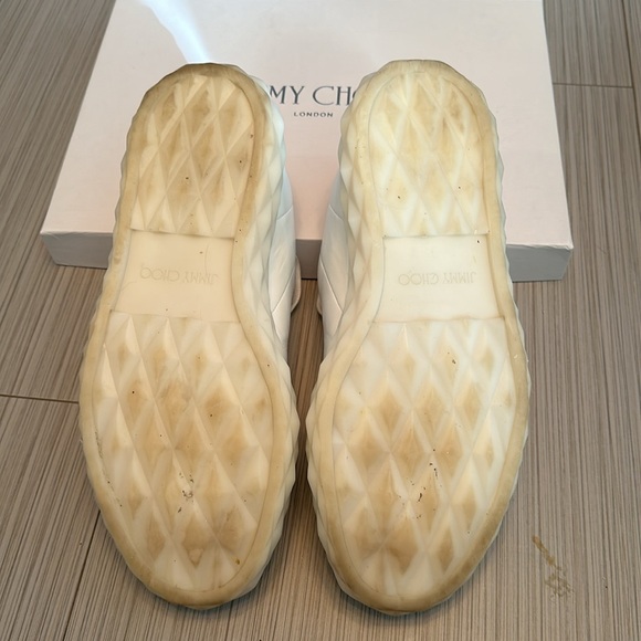Jimmy Choo White Nappa Leather Low-Top Trainers Size39 - Picture 6 of 8